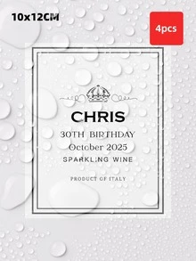 Bộ 1-12 nhãn dán chai rượu vang tùy chỉnh - Nhãn dán Prosecco & Champagne cá nhân hóa, nhãn rượu chống thấm nước và dầu, nhãn dán chai rượu cho lễ cưới, có sẵn màu trắng, xanh dương, đỏ, hoàn hảo cho kỷ niệm, đám cưới, tiệc đính hôn, quà tặng phù dâu, quà tặng Champagne sinh nhật, các buổi họp mặt ngày lễ. - Nhiều màu - Xem 50