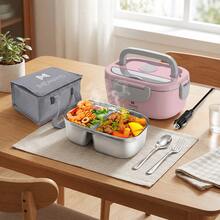 Electric Lunch Box For Adults, 65W Heated Lunch Box With 1.5L Stainless Steel Containers, Portable Food Warmer For Men Women Work Car Truck, 12V - Pink - Upgraded Version - View 5