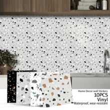OUTANA 10pcs Waterproof PVC Vinyl Bathroom Tile Wallpaper - Self-Adhesive, Washable, Waterproof, Moisture-Proof, Easy To Clean, Removable Home Decor Stickers For Living Room, Bathroom, Kitchen, Bedroom, Office, Furniture, Dorm, Back To School, Halloween Decor - Multiple Styles - View 2