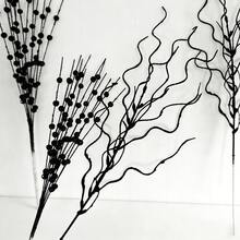 12 Stück künstliche glänzende Pailletten Pflanzenzweige mit Beeren, süße Kunstblumen Heim-Dekoakzente, geeignet für Feiertage, Hochzeiten, Partys, Tischdekorationen, Schlafzimmer Dekoration, Weihnachtsgeschenke, Rattan DIY Dekorationen, Weihnachtsbaum und Pflanzendekoration, Innen- und Außen-Weihnachtsdekorationen, Raumdekoration - Schwarz - Übersicht 4