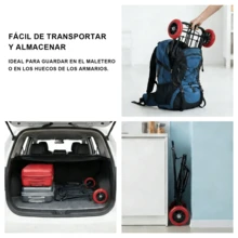 Carretilla Plegable de Mano Portátil con Cuerda, Carro de Mano Compacto, Portátil con Ruedas de Goma Soporta hasta 25kg/35kg para un Fácil Transporte en Viajes, Oficina y Hogar - Ver 4