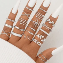 Bộ 22/44 chiếc nhẫn thời trang tinh tế, sang trọng dành cho nam và nữ, hình hoa, trái tim, bướm, đính ngọc trai giả, quà tặng cầu hôn, hẹn hò lãng mạn, phụ kiện đeo hàng ngày. - Nhẫn đeo ngón út bằng ngọc trai giả, kiểu dáng chạm khắc. - Xem 8