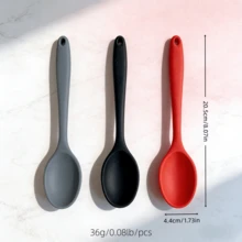 Silicone Kitchen Spoons Set, 8 Inch Heat Resistant Non-Stick Utensils - Cooking Spoons For Mixing, Serving, Stirring - Dishwasher (Red/Black/Gray, 2/4/6 Pack) - Red - View 11
