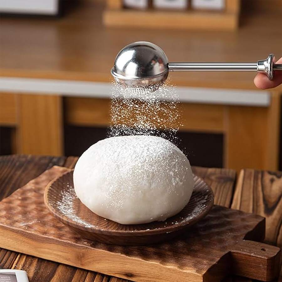 1pc Stainless Steel Duster With Handle, Tea Leaf Filter, Powdered Sugar Shaker, Dust Remover, Spherical Tea Leaf Diffuser, Portable Tea Infuser, Baking Powder Dispenser For Evenly Distributing Sugar, Flour, Spices, Salt On Food Surface, Tea Tool, Powdered Sugar Tool, Sifter - View 1