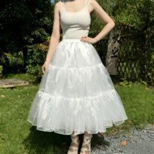 无骨柔软薄纱洛丽塔泡泡裙，蓬松轻盈透气弹力褶皱可爱少女云朵中长款休闲修身优雅衬裙，适合婚礼、派对、演出、正式角色扮演、日常汉服、婚纱风格，基础甜美可爱，是情人节、母亲节、复活节、装饰、送给女士和女孩的理想礼物。 - 彩色 - 查看 3