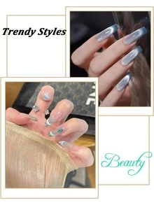 2Pcs Double-Headed French Cat Eye Nail Magnet Set - Magnetic Tool For 3D Cat Eye Gel Polish DIY Nail Art - Multicolor - View 5