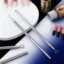 5pcs Stainless Triangle Cuticle Pusher Peeler For Gel Polish Remover Triangular Design Cuticle Nail Tools Manicure - Silver - View 6