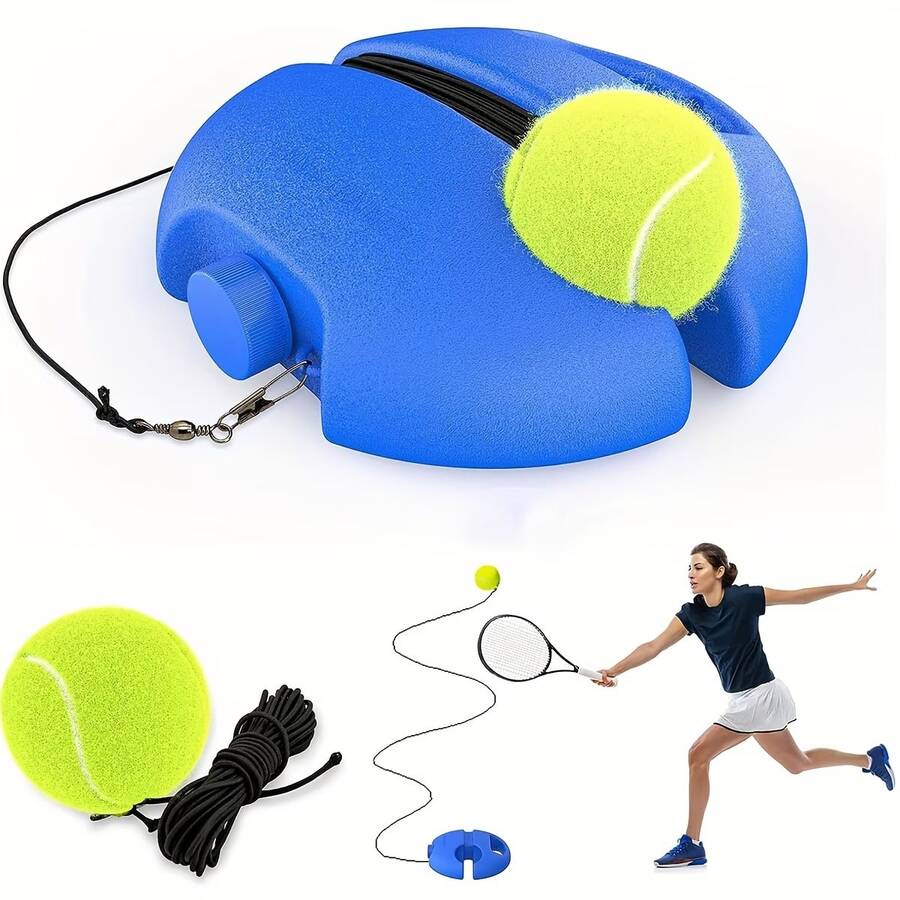 1 Set Tennis Trainer Kit, Includes Elastic Ball And Practice Rope, For Beginners, Improve Tennis Skills Anytime Anywhere, Suitable For Outdoor And Indoor Tennis Training, Solo Practice, Daily Training, Tennis Accessories, Racket Sports, Racket Accessories - Multicolor - View 1