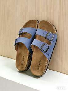 Dép đế mềm khóa đôi phong cách du lịch thời trang, dép xỏ ngón thoải mái đa năng, giày mùa thu, thích hợp để mặc ở nhà, hẹn hò, mua sắm, đi làm, tiệc tùng, kỳ nghỉ bãi biển, Giáng sinh, - Màu xanh lam - Xem 5