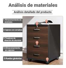 4-Drawer Filing Cabinet Organizer With 4 Wheels - Black - View 4