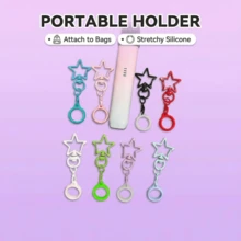 Porte-clés pour cigarette électronique, rouge à lèvres, baume à lèvres - support portable pratique pour cigarette électronique, rouge à lèvres, avec design étoilé, anneau en silicone réglable pour maintenir les articles en place, accessoire à la mode pour éviter de perdre la cigarette électronique, le rouge à lèvres, le baume à lèvres - Porte-clés étoile créatif - Voir 12