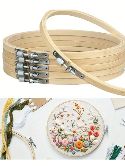 1pc Round Embroidery Hoop, Bamboo Cross Stitch Hoop, Suitable For Cross Stitch And Embroidery, Size 20CM/7.87 Inches, Great For Arts And Crafts