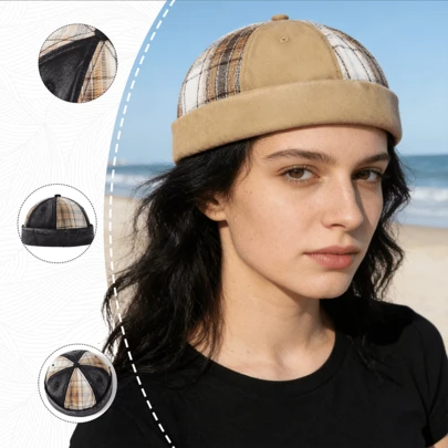 1 chiếc mũ lưỡi trai nữ kiểu dáng thường ngày, họa tiết kẻ caro, chất liệu mềm mại, khóa cài điều chỉnh phía sau, bền và thoải mái, phụ kiện đa năng cho mọi mùa, món quà lý tưởng cho những ai yêu thích phong cách độc đáo.