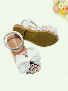 1双夏季儿童凉鞋，白色套脚凉鞋，网眼蝴蝶结水钻鞋，清新百搭的公主鞋，适合宴会、聚会、派对、婚礼、度假等场合。 - 白色 - 查看 6