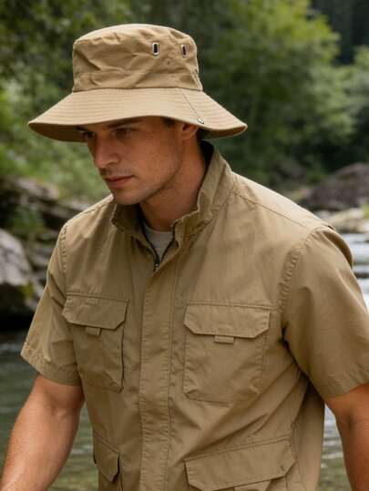 1pc 2026 New Men's Outdoor Hiking Cap, Windproof, UV Protection, 3D Design, Foldable, Fashion Versatile, Elegant Style, Soft & Comfortable, Breathable, Multi-Functional, Face-Slimming, Suitable For Beach, Outing, Hiking, Cycling, Travel, Outdoor, Street, Date, Trekking And Various Occasions