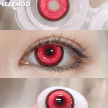 Leermoo 6-Month Disposable Colored Red Enlarging Lens, Cosplay Party Beauty Accessory - Cyber Cosmetic Red - View 2