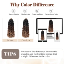 18 Inch Goddess Faux Locs Crochet Hair 1/4 Packs Soft Locs Wavy Crochet Braids Dreadlocks 3Tone Curly Wavy Twist Braiding Hair Extensions African Roots Braid,24strands/Pack - Multicolor - View 11