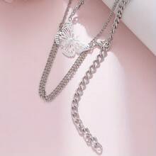Fashionable Versatile Metal Butterfly Tassel Waist Belt For Women - Silver - View 3