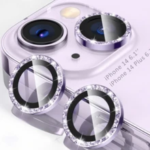 9H钢化玻璃镜头保护膜3片装，防刮耐磨，时尚紫色，闪光相机盖，兼容 17/17 Pro/7 Pro Max/17 Air/16/16e/11-15系列，日常保护，旅行摄影 - 紫色 - 查看 1