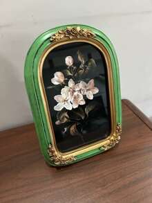 1pc Vintage European Style Resin Carved Decorative Photo Frame, Classical Retro Home Decor Gift, Birthday/Graduation Present - Multicolor - View 4