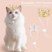 تاج حيوان أليف لامع قابل للتعديل، ديكور زي حفلة عيد الميلاد، تاج عيد للقطط/الكلاب، هدية للرأس - متعدد الألوان - مشاهدة 1