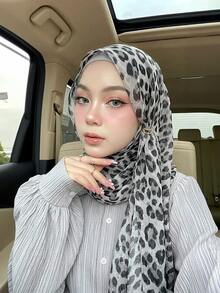 1件装女士波西米亚豹纹印花头巾，高品质数码印花，多功能柔软透气围巾/披肩，优雅多功能防晒披肩，时尚百搭，适合日常佩戴，四季皆宜。 - 彩色 - 查看 1