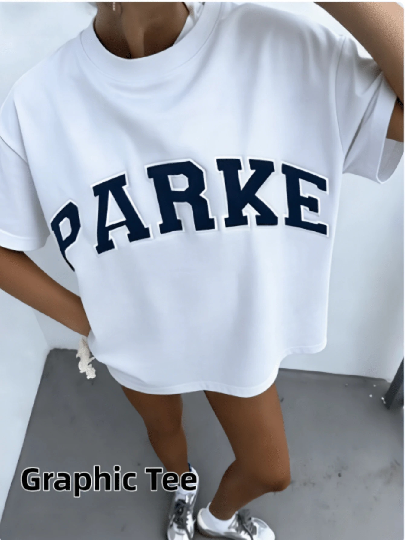 2026 Unisex Casual "PARKE" Letter Print Loose Pullover Sweatshirt, Encountering Lazy Fashion.Casual Daily Wear,Winter Clothes For Women,Clothes,Hoodie,Tops,Spring Break,Long Sleeve Tops Women - 白色 - 查看 1