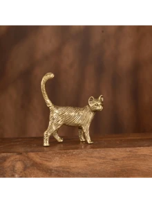 1件复古黄铜猫雕像 - 家居装饰，适用于客厅、卧室、办公桌 | 理想的节日礼物、办公桌装饰 | 铜质结构，猫咪装饰，新年装饰，圣诞节摆件 - 貓擺件 - 查看 1
