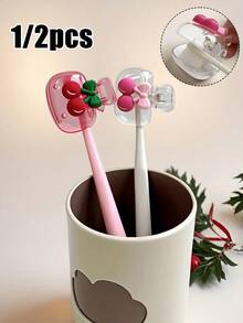 Wall Mounted Toothbrush Holder, No Drilling Required, Cherry Shaped Toothbrush Holder, Cute Cherry Pattern, Compact And Portable Ergonomic Design, Shaver Holder Storage Rack, Toothbrush Storage Rack, Easy To Carry, Protecting Toothbrush Head, Cute Toothbrush Head Storage Rack - Multicolor - View 5