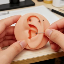 硅胶穿孔练习模型套装，逼真的耳、唇、鼻、舌、肚脐穿孔练习工具，适合初学者和专业穿孔师训练 - 仿真人體部位 - 查看 2