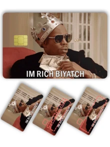 1pc Crown Rich Style Credit Card Sticker Protector, Hip-Hop Style PVC Material Anti-Fingerprint Durable Scratch-Resistant Wear-Resistant, Suitable For Men, Women, Couples, Small Chip Card, Bank Card Decoration Sticker, Credit Card, Transportation Card, Student Campus Card DIY - Multicolor - View 2