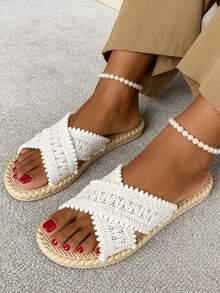 Women's White Sandals, Women's Summer Sandals, Women's Casual Versatile Beach & Daily Wear Slippers, Women's Beach Slippers - White - View 4