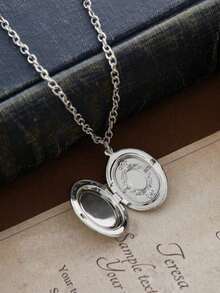 1 pièce Collier pendentif avec motif floral ovale de style gothique rétro pour femmes, accessoire de tous les jours, cadeau de bijoux pour la remise des diplômes, la fête des enseignants, les amis - collier - Voir 3