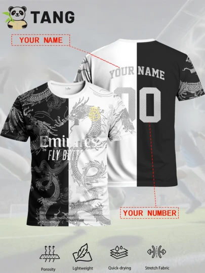 Customized La Liga Men's Football Jersey, Comfortable Round Neck Sports Sweatshirt, Suitable For Football Training, Casual Wear, And Gift,Gym Wear ,Yoga Friendly