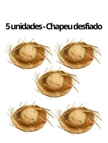 Kit Of Frayed Straw Hats For June Festival, Caravá Tremendão Malandrinho, São João Decoration, Countryside Costume, Arraial Event, Party - 三件套裝 - 碎肉 - 查看 9