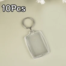 10pcs Acrylic Photo Frame Keychain, Large Photo Insert Keyring Pendant Rectangle, For Double-Sided Photo DIY Ornament Frame - Multicolor - View 18