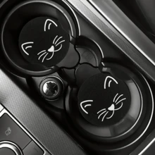 Bộ 2 đế lót ly hình mèo biểu cảm - đường kính 2,8 inch, làm bằng cao su tự nhiên chống trượt, phụ kiện bền bỉ cho nhà và xe hơi, phù hợp cho cả nam và nữ, có thể giặt, nặng 15 gram mỗi chiếc. - biểu hiện của mèo - Xem 11