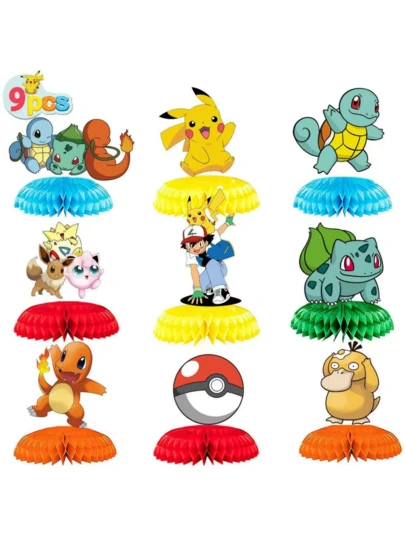 pokemon Bộ đồ dùng trang trí tiệc sinh nhật theo chủ đề - Trang trí bàn tiệc theo chủ đề cho trẻ em, vật trang trí trung tâm.
