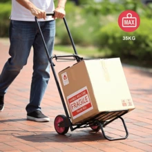Carretilla Plegable de Mano Portátil con Cuerda, Carro de Mano Compacto, Portátil con Ruedas de Goma Soporta hasta 25kg/35kg para un Fácil Transporte en Viajes, Oficina y Hogar - Ver 6