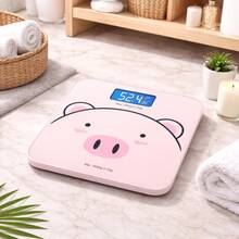 Báscula Digital Cerdito Cristal Templado, Medición precisa del peso corporal, Almohadillas antideslizantes - Multicolor - Ver 2