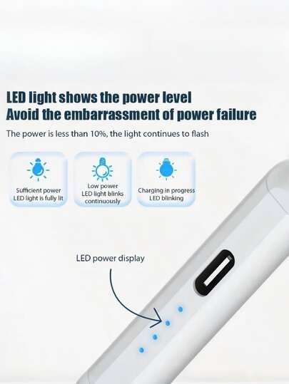 1pc Universal Active Capacitive Stylus Pen, Suitable For Writing, Drawing, Note-Taking, Aluminum Alloy Body, 8 Hours Usage Time, Type-C Charging Port, Magnetic Adsorption, Compatible With Smartphones, Tablets, Detachable Tip, 150 Days Standby, Continuous Use, Compatible With IPad Air 3/4/5/M2, Mini 5/6, 6/7/8/9/10, Pro 11"/12.9"/M4