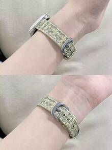 编织格纹表带,兼容 Series 1/2/3/4/5/6/7/8/9/10/SE/Ultra,适用于 38mm、40mm、41mm、42mm、44mm、45mm 和 49mm 表盘,舒适透气,尽显奢华优雅。 - 綠色 - 查看 5