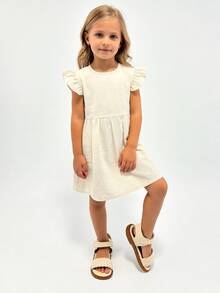 1 Pair Summer Toddler Sandals, Woven Sandals, Cream White Open Toe Design, Hook And Loop Strap, Non-Slip Soft Sole, Children's Versatile Princess Shoes, Suitable For Banquets, Gatherings, Parties, Weddings, Vacations - Beige - View 7