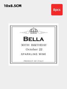 Bộ 1-12 nhãn dán chai rượu vang tùy chỉnh - Nhãn dán Prosecco & Champagne cá nhân hóa, nhãn rượu chống thấm nước và dầu, nhãn dán chai rượu cho lễ cưới, có sẵn màu trắng, xanh dương, đỏ, hoàn hảo cho kỷ niệm, đám cưới, tiệc đính hôn, quà tặng phù dâu, quà tặng Champagne sinh nhật, các buổi họp mặt ngày lễ. - Nhiều màu - Xem 31