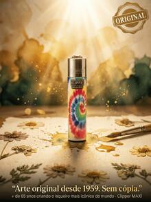 Clipper Original Refillable Lighter Hippie Moment Collection Kit Of 4 Units Clipper Maxi Collectible Lighter  Colorful Retro Vintage Hippie Design Replaceable Flint Premium Portable Lighter Accessory Reusable Style High Quality Clipper Original Unique Exclusive - 4 個 Clipper Hippie Moment 打火機 - 查看 3