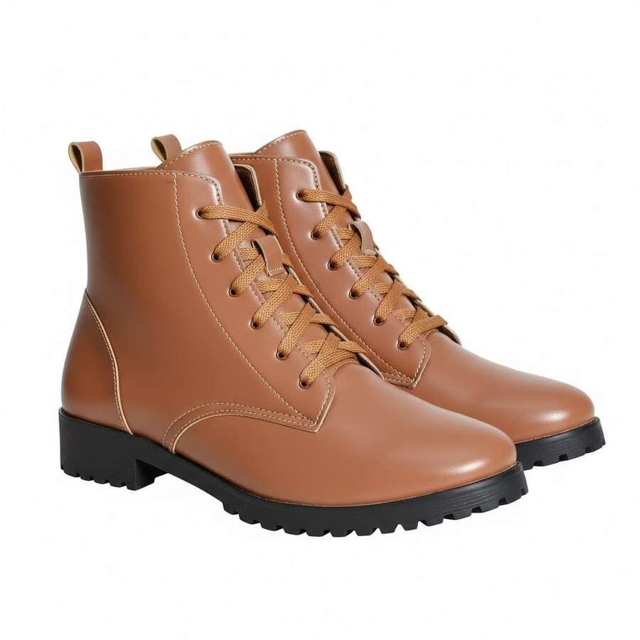 Women's Casual Ankle Boot With Non-Slip Sole - Camel - View 1