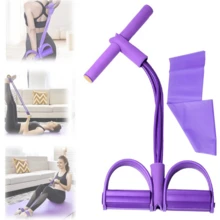 Pilates Resistance Bands With Foot Pedal - 4 Tube Ankle Strap, Suitable For Core, Arm And Leg Training, Multifunctional Fitness Band For Yoga Stretching And Abdominal Muscle Training, Portable Home Gym Equipment With Soft Handles (Durable Elastic Training Rope) - Purple - View 12