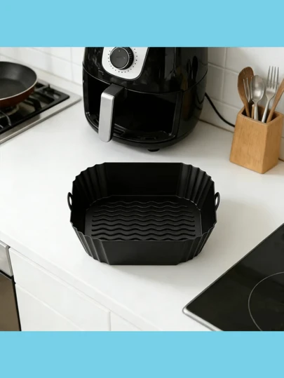 Reusable Silicone Air Fryer Liners With Handles, Non-Stick Air Fryer Basket, Heat Resistant Baking Tray, Suitable For Baking, Frying And Baking, Compatible With Most Air Fryers