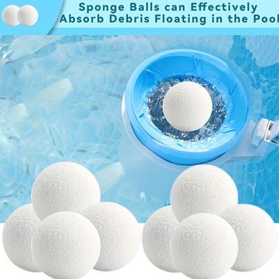 2 piezas Bolas flotantes de limpieza de piscina, absorción rápida de agua eficiente y reutilizable para fregar piscinas, spas y jacuzzis, adecuado para sistemas de filtro de arena, absorción de residuos flotantes, aceite y partículas finas, diseño de superficie texturizada lavable y duradera, esencial para el mantenimiento de piscinas y spas