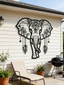 1pc Đồ trang trí nghệ thuật treo tường hình voi sắt, Thiết kế hoa Boho, Đồ trang trí treo tường phòng khách, Quà tặng sáng tạo cho gia đình, Đồ trang trí nhà cửa, Đồ trang trí phòng, Đồ trang trí tường - màu đen - Xem 9